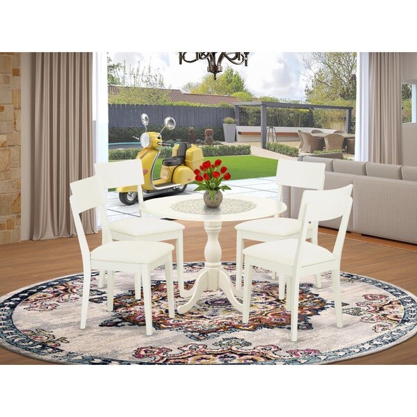 East West Furniture 5 Piece Dublin Dining Room Set - Linen White - DMAD5-LWH-LC