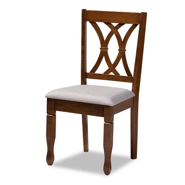 Baxton Studio Sefa Grey Upholstered and Walnut Wood 5-Piece Dining Set - 173-9882-8959
