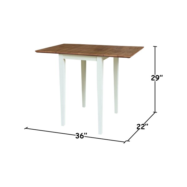 Whitewood Industries Rectangular Small Drop Leaf Dining Table, 36 in W, 29 in L, 22 in H, Parawood, Hickory/Shell - T79-2236D