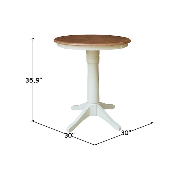 Whitewood Industries Rectangular Fixed Top Pedestal Table, 30 in W, 35.9 in L, 30 in H, Parawood, Hickory/Shell - K79-30RT-27B-6B