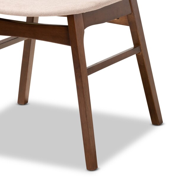 Baxton Studio Pearson Mid-Century Light Beige Fabric and Walnut Brown Finished Wood 5-PC Dining Set - 178-10811-11082-ZORO