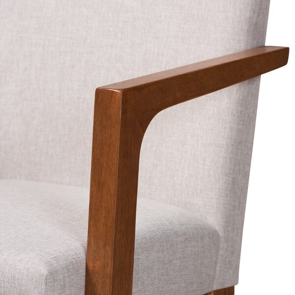 Baxton Studio Glenda Mid-Century Modern Greyish Beige Fabric and Walnut Brown Finished Wood 5-Piece Dining Set - 187-7364-8959-ZORO