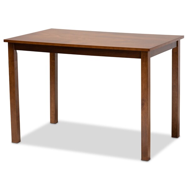 Baxton Studio Glenda Mid-Century Modern Greyish Beige Fabric and Walnut Brown Finished Wood 5-Piece Dining Set - 187-7364-8959-ZORO
