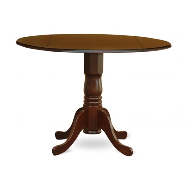 East West Furniture Dublin Kitchen Round Table with Two 9-in Drop-Leaves - DLT-MAH-TP