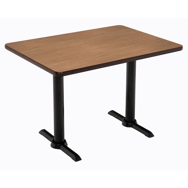 Kfi Rectangle KFI Mode 30" x 48" Conference Table, River Cherry Finish, Black T-leg Base, Bistro Height - T3048-B2065-BK-7937-38
