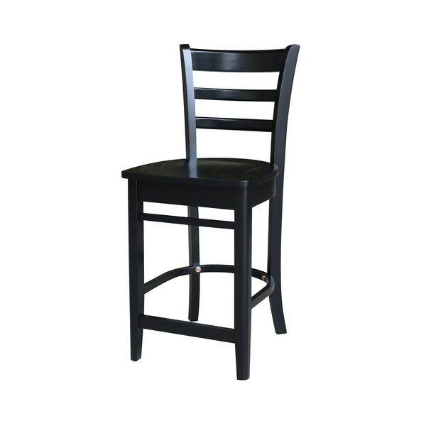 International Concepts 36 in. Solid Wood Round Top Pedestal Counter Height Dining Table with 2 Stools, Black - K46-36RT-27B-S6172-2