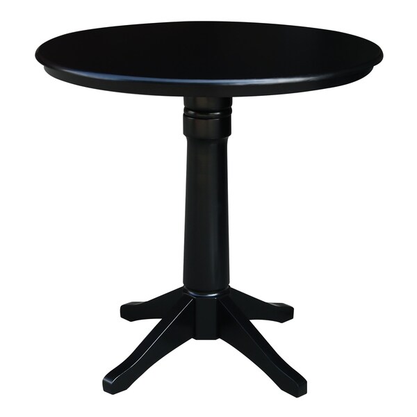 International Concepts 36 in. Solid Wood Round Top Pedestal Counter Height Dining Table with 2 Stools, Black - K46-36RT-27B-S6172-2