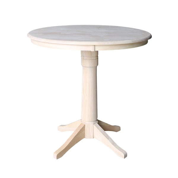 International Concepts Round 36 in Round Top Pedestal Table, 34.9 inH, Unfinished, 36 in W, 36 in L, 35.9 in H, Wood - K-36RT-27B-6B