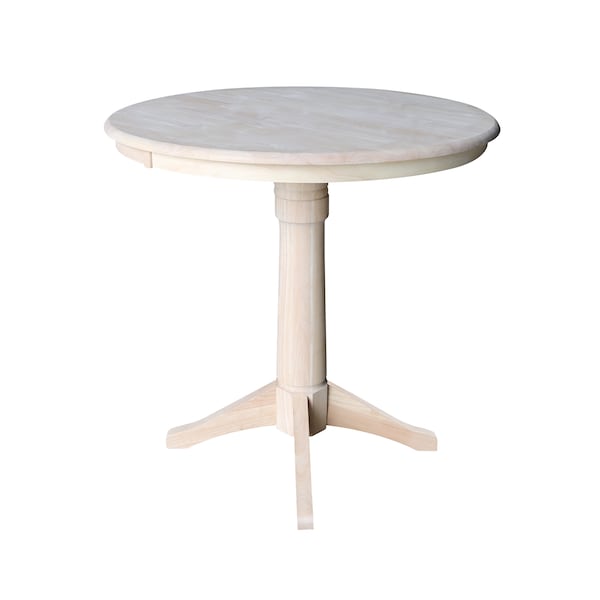 International Concepts Round 36 in Round Top Pedestal Table, 34.9 inH, Unfinished, 36 in W, 36 in L, 35.9 in H, Wood - K-36RT-27B-6B