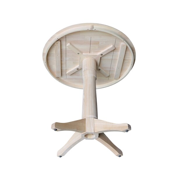 International Concepts Round 36 in Round Top Pedestal Table, 34.9 inH, Unfinished, 36 in W, 36 in L, 35.9 in H, Wood - K-36RT-27B-6B