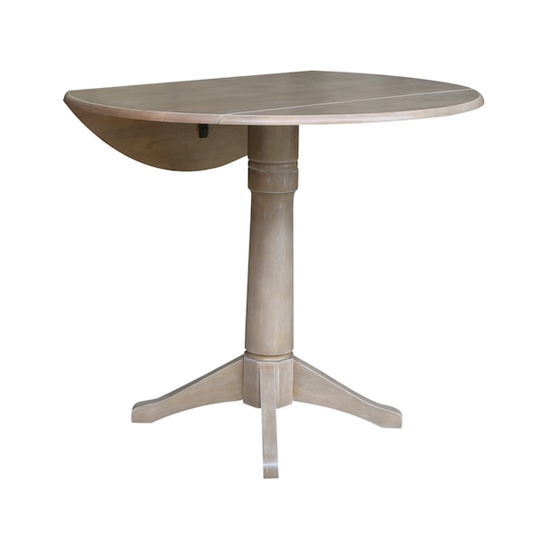 International Concepts Round 42 in Round Dual Drop Leaf Pedestal Table, 36.3 inH, Washed Gray Taupe, 42 in W, 42 in L - K09-42DPT-27B-6B