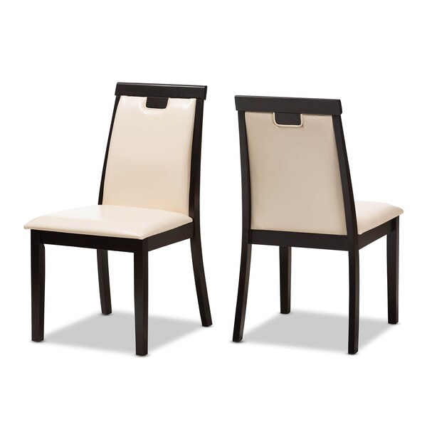 Baxton Studio Evelyn Beige Upholstered and Brown Finished 5-Piece Dining Set - 142-8033-8026