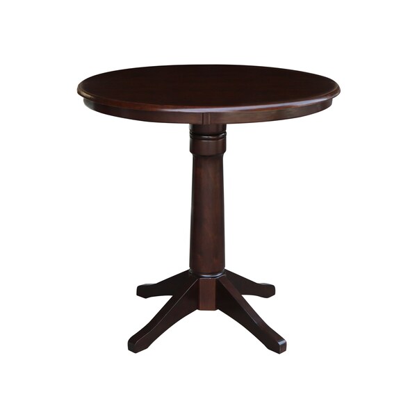 International Concepts Round 36 in Round Top Pedestal Table, 34.9 inH, Rich Mocha, 36 in W, 36 in L, 35.9 in H, Wood - K15-36RT-27B-6B