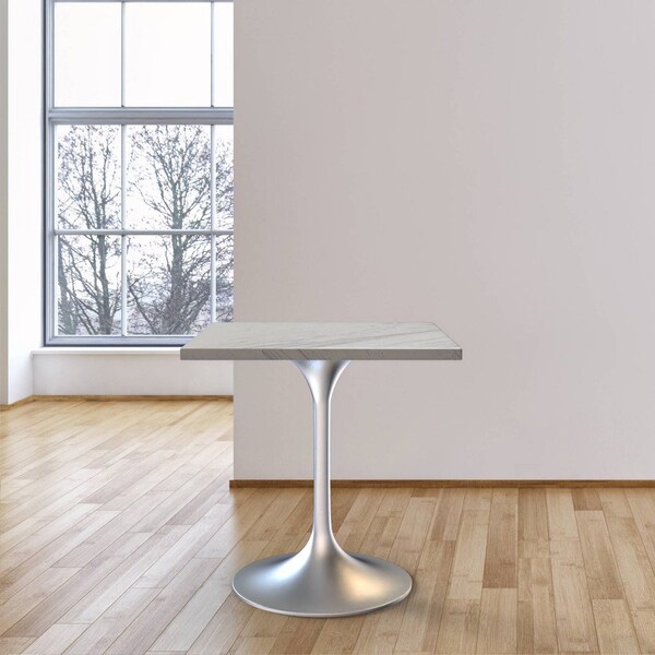 Leisuremod Square 27.55 in W, 29.34 in L, Resin/Stainless Steel, White - VT20BS-S27WMR