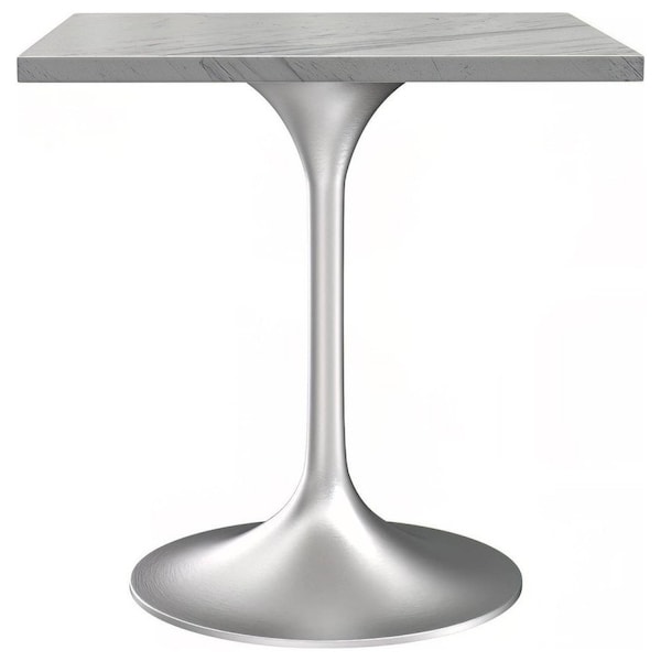 Leisuremod Square 27.55 in W, 29.34 in L, Resin/Stainless Steel, White - VT20BS-S27WMR