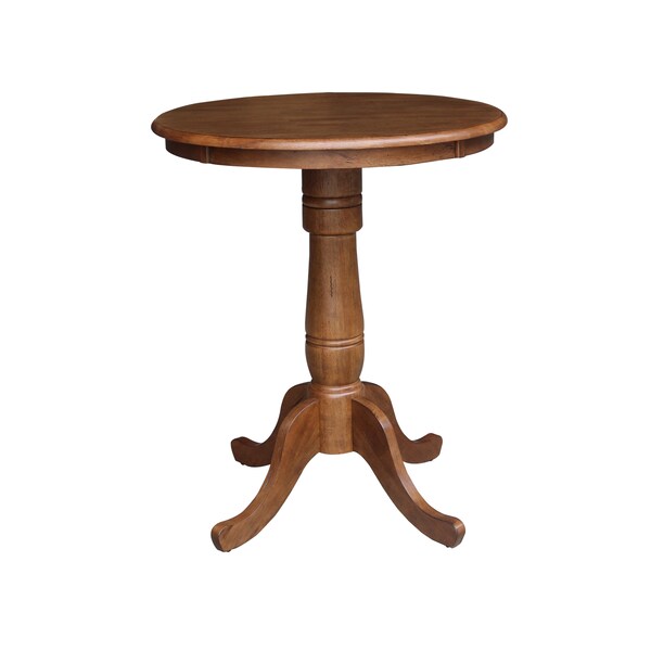 International Concepts Round 30 in Rd Top Pedestal Table, 2 Emily Counter Ht Stools, Distressed Oak, 30 in W, 30 in L, Wood - K42-30RT-6B-S6172-2