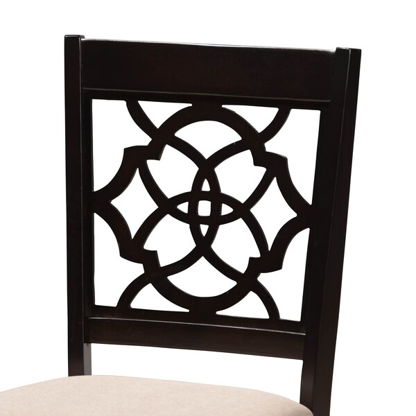 Baxton Studio Renaud Sand Upholstered Espresso Finished 5-Piece Wood Dining Set - 157-9729-8026