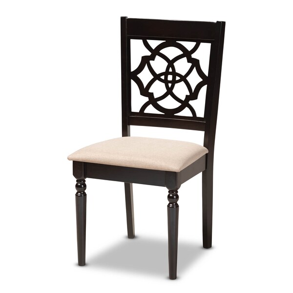 Baxton Studio Renaud Sand Upholstered Espresso Finished 5-Piece Wood Dining Set - 157-9729-8026