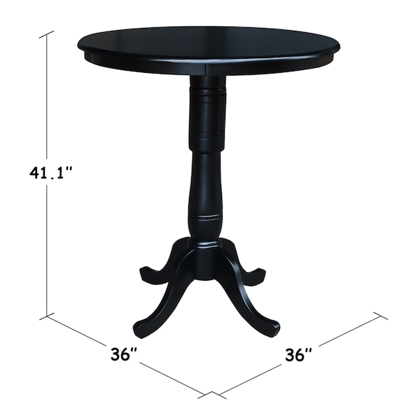 International Concepts Round 36 in Round Top Pedestal Table, 40.9 inH, Black, 36 in W, 36 in L, 40.9 in H, Wood, Black - K46-36RT-6B-2