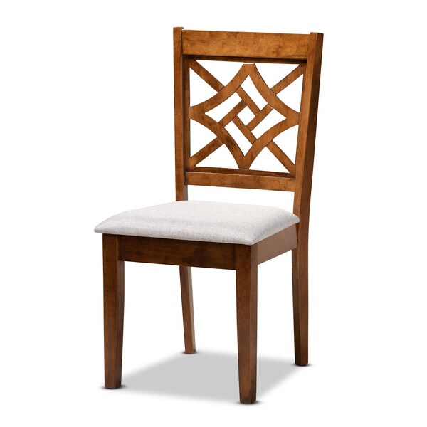 Baxton Studio Nicolette Modern and Contemporary Grey Fabric and Walnut Brown Finished Wood 7-Piece Dining Set - 176-11387-10520-ZORO