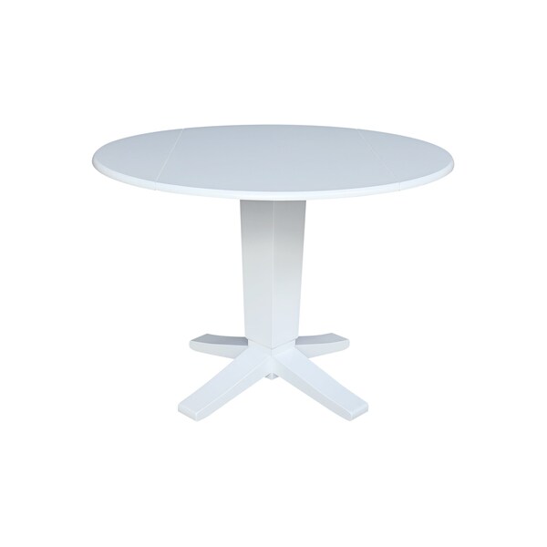 International Concepts 42 in. Solid Wood Dual Drop Leaf Dining Table with 4 Chairs in White - K08-42DPT-23B-C613-4