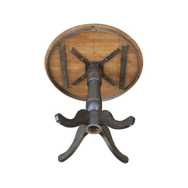 International Concepts Round 36 in Round Top Pedestal Table, 35.1 inH, Hickory/Washed Coal, 36 in W, 36 in L, 35.1 in H - K45-36RT-6B