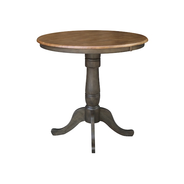 International Concepts Round 36 in Round Top Pedestal Table, 35.1 inH, Hickory/Washed Coal, 36 in W, 36 in L, 35.1 in H - K45-36RT-6B