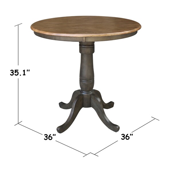 International Concepts Round 36 in Round Top Pedestal Table, 35.1 inH, Hickory/Washed Coal, 36 in W, 36 in L, 35.1 in H - K45-36RT-6B