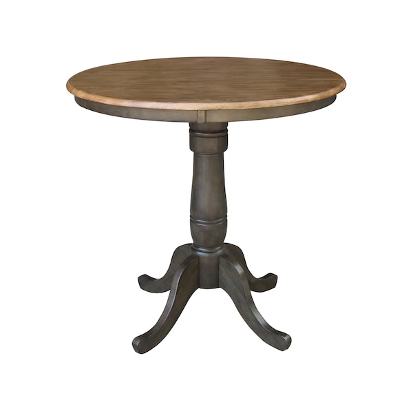 International Concepts Round 36 in Round Top Pedestal Table, 35.1 inH, Hickory/Washed Coal, 36 in W, 36 in L, 35.1 in H - K45-36RT-6B
