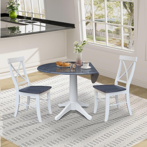 Whitewood Industries Extension Dining Tables, 45 in L, 38 in H, Parawood, 3 Piece Set - K05-42DPT-27-C613-2