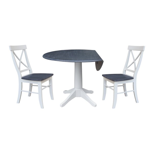 Whitewood Industries Extension Dining Tables, 45 in L, 38 in H, Parawood, 3 Piece Set - K05-42DPT-27-C613-2