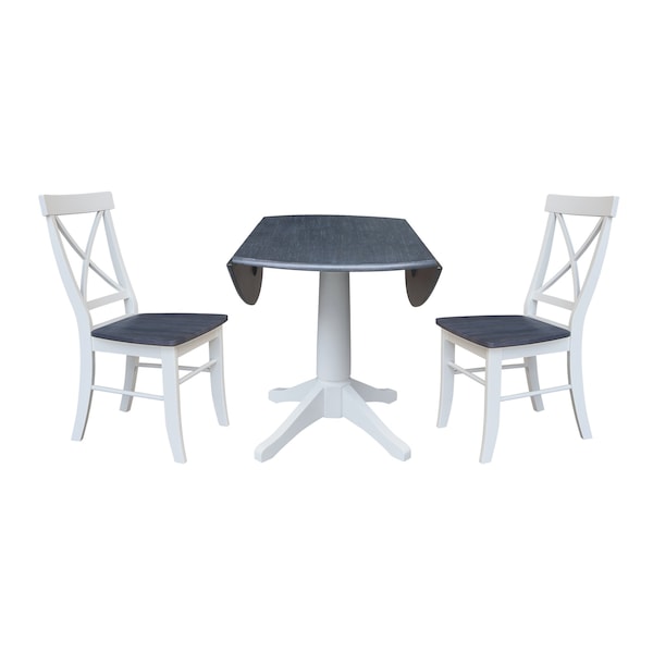 Whitewood Industries Extension Dining Tables, 45 in L, 38 in H, Parawood, 3 Piece Set - K05-42DPT-27-C613-2