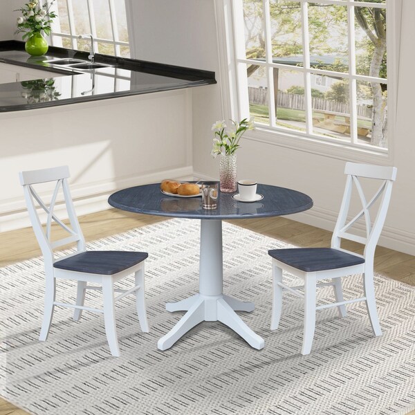 Whitewood Industries Extension Dining Tables, 45 in L, 38 in H, Parawood, 3 Piece Set - K05-42DPT-27-C613-2