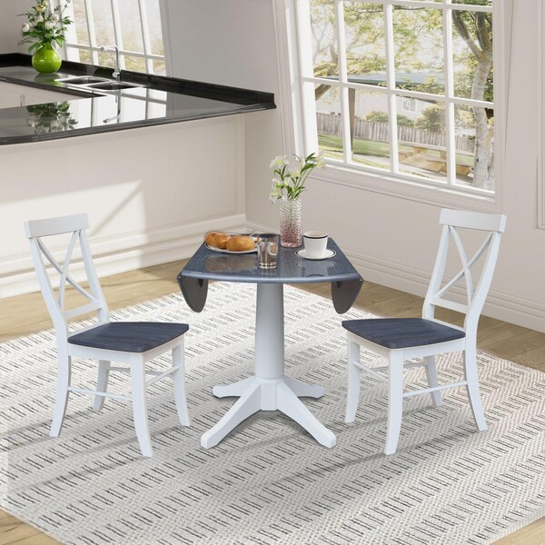 Whitewood Industries Extension Dining Tables, 45 in L, 38 in H, Parawood, 3 Piece Set - K05-42DPT-27-C613-2