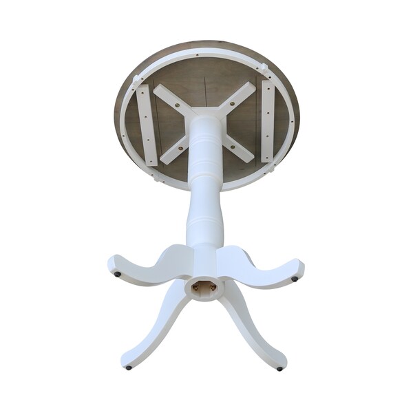 International Concepts Round 30 in Rd Top Pedestal Table, Bar Ht, White/Heather Gray, 30 in W, 30 in L, 41.1 in H, Wood - K05-30RT-6B-2