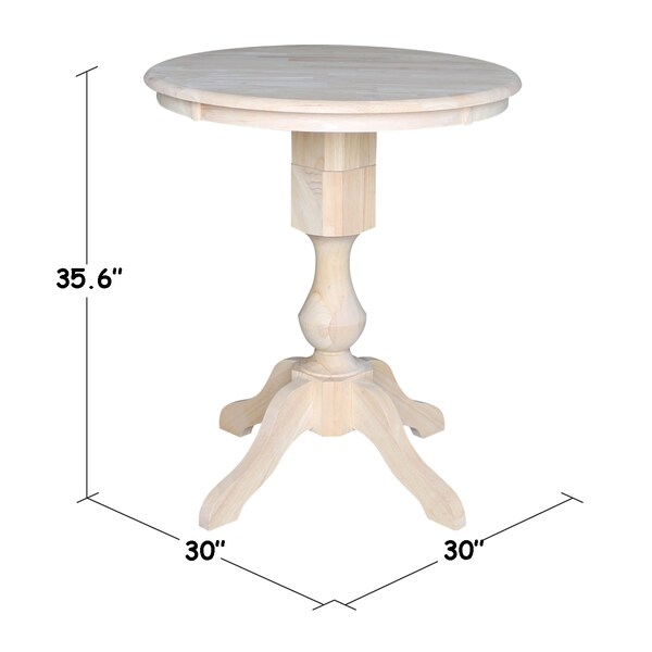 International Concepts Round 30 in Round Top Pedestal Table, 34.9 inH, Unfinished, 30 in W, 30 in L, 34.9 in H, Wood - K-30RT-11P