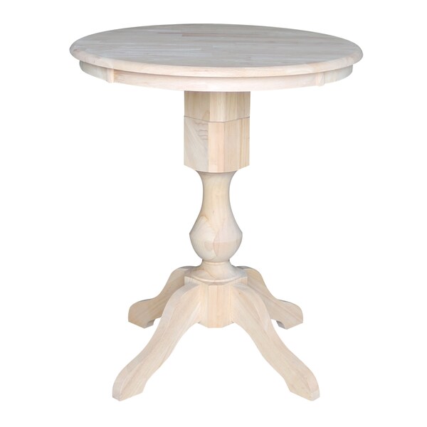 International Concepts Round 30 in Round Top Pedestal Table, 34.9 inH, Unfinished, 30 in W, 30 in L, 34.9 in H, Wood - K-30RT-11P
