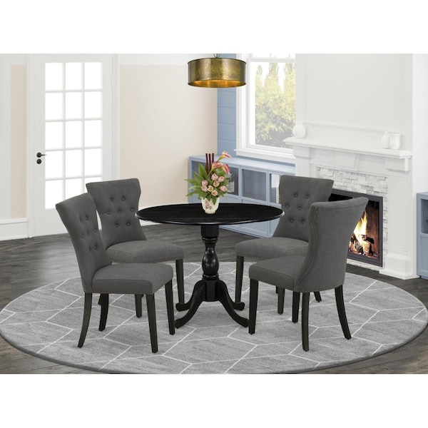 East West Furniture 5 Piece Dublin Dining Set - Wire Brushed Black - DMGA5-ABK-50