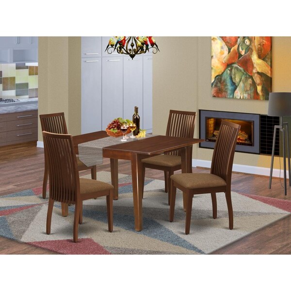 East West Furniture 5 Piece Milan Dining Set - Mahogany - MLIP5-MAH-C