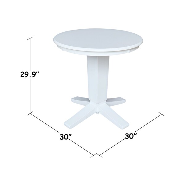 International Concepts 30 in. Solid Wood Round Top Pedestal Dining Table - 29.9 in. High, White - K08-30RT-23B