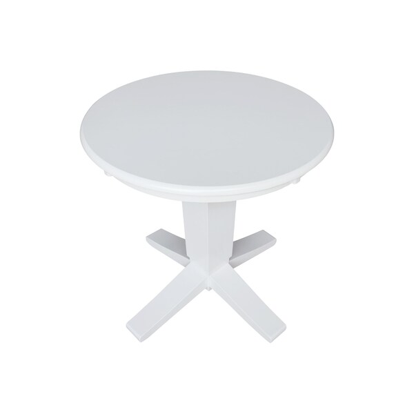 International Concepts 30 in. Solid Wood Round Top Pedestal Dining Table - 29.9 in. High, White - K08-30RT-23B