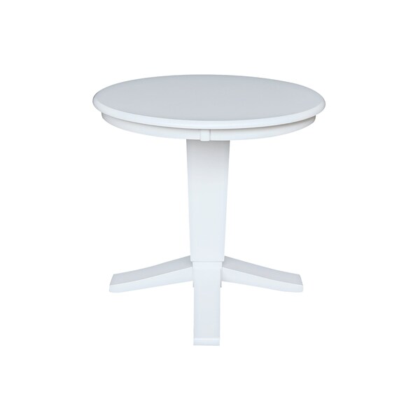 International Concepts 30 in. Solid Wood Round Top Pedestal Dining Table - 29.9 in. High, White - K08-30RT-23B