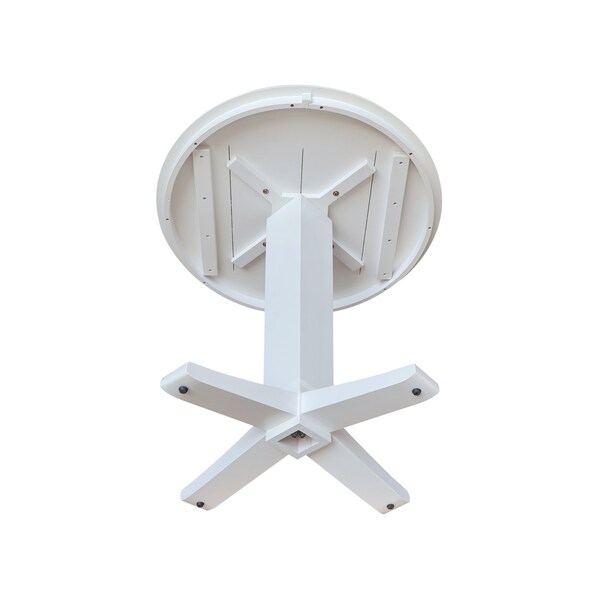 International Concepts 36 in. Solid Wood Round Top Pedestal Dining Table - 35.9 in. High, White - K08-36RT-23B-36