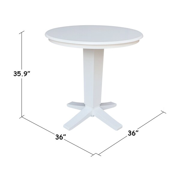 International Concepts 36 in. Solid Wood Round Top Pedestal Dining Table - 35.9 in. High, White - K08-36RT-23B-36