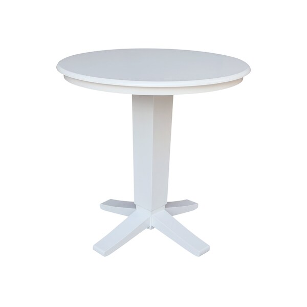 International Concepts 36 in. Solid Wood Round Top Pedestal Dining Table - 35.9 in. High, White - K08-36RT-23B-36