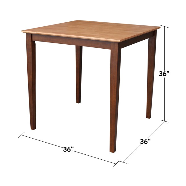 International Concepts Square Solid Wood Top Table, Cinnamon/Espresso, 36 in W, 36 in L, 36 in H, Wood, Cinnamon/Espresso - K58-3636-36S