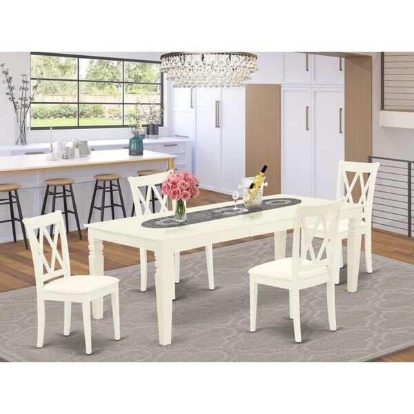 East West Furniture 5 Piece Logan Dining Set - Linen White - LGCL5-LWH-C