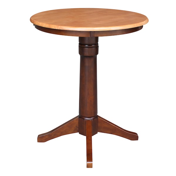 International Concepts Round 30 in Round Top Pedestal Table, 40.9 inH, Cinnamon/Espresso, 30 in W, 30 in L, 41.9 in H - K58-30RT-27B-6B-2