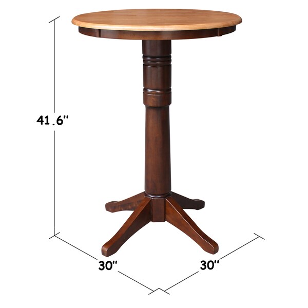 International Concepts Round 30 in Round Top Pedestal Table, 40.9 inH, Cinnamon/Espresso, 30 in W, 30 in L, 41.9 in H - K58-30RT-27B-6B-2