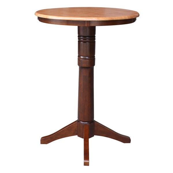 International Concepts Round 30 in Round Top Pedestal Table, 40.9 inH, Cinnamon/Espresso, 30 in W, 30 in L, 41.9 in H - K58-30RT-27B-6B-2